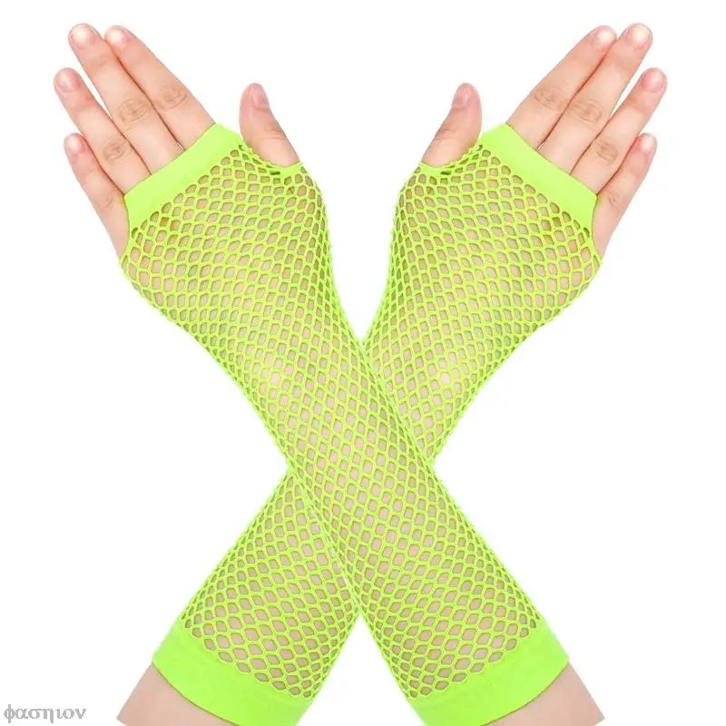 Women Fingerless Fishnet Neon Gloves Colorful Net Mesh Long Gloves For Girls Sexy Beautiful Arm Warmer Summer 80s Party Costume-Dollar Bargains Online Shopping Australia