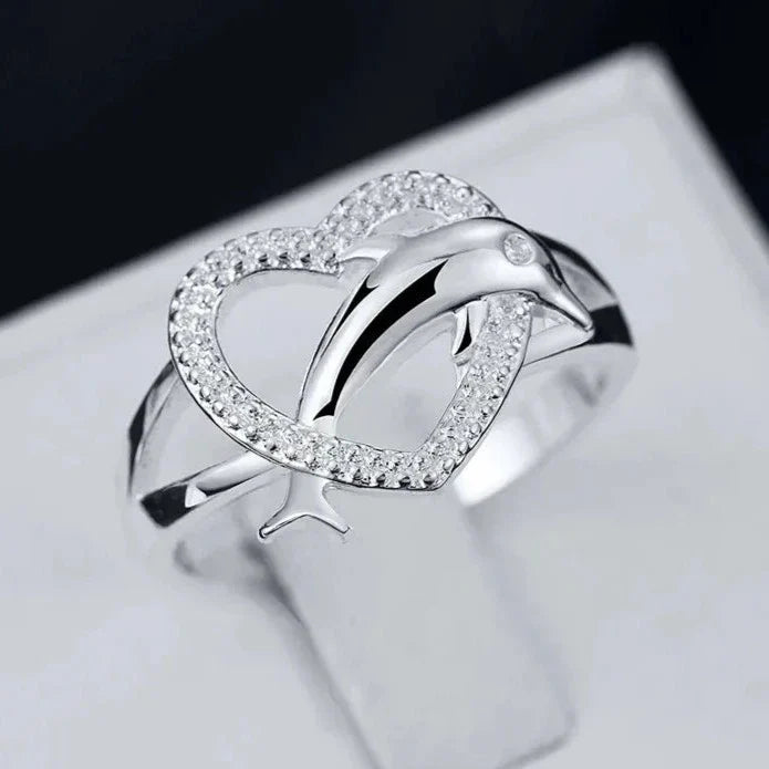 925 Sterling Silver fine Love dolphins heart Rings For Women Couple gifts Fashion Party wedding Jewelry-Dollar Bargains Online Shopping Australia