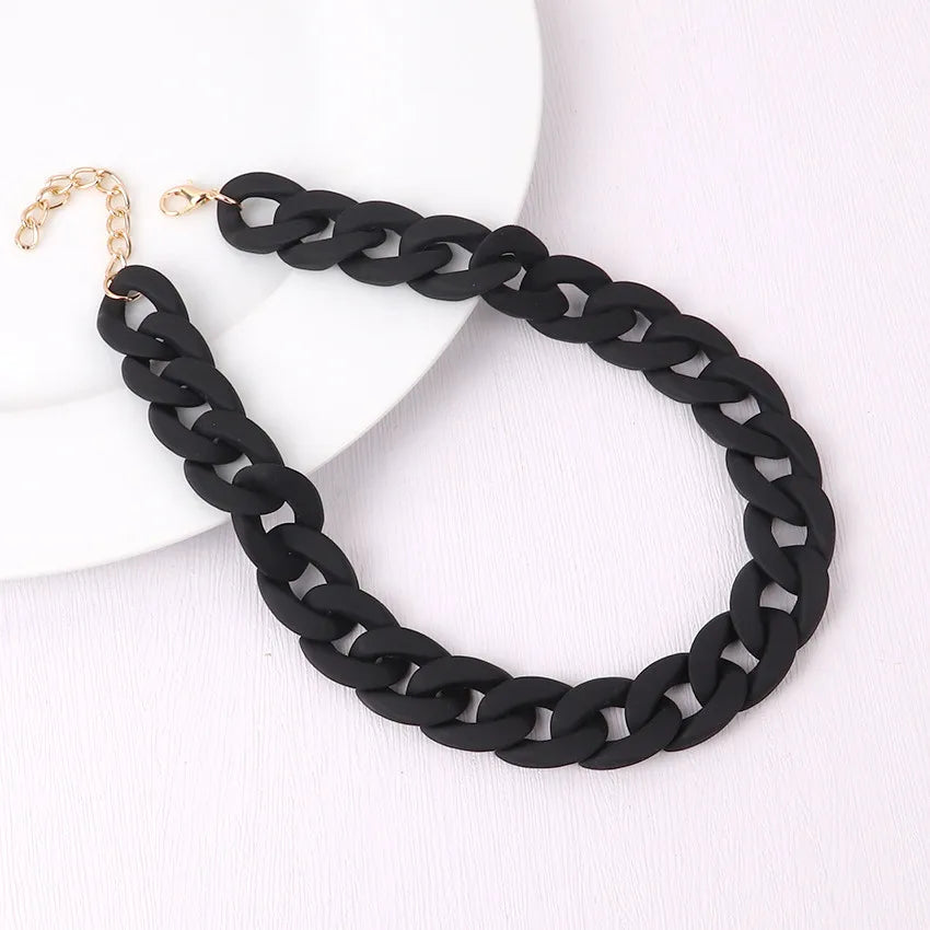 Colorful Acrylic Chain Choker Necklaces For Women Statement Matte Resin Wide Chain Collar Neck Jewelry-Dollar Bargains Online Shopping Australia