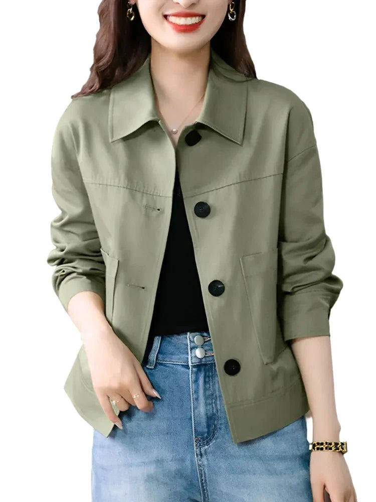 Woman Vintage Coats Female Casual Loose Outwear Long Sleeve Lapel Neck Solid Outwear Autumn Elegant Office Jackets-Dollar Bargains Online Shopping Australia