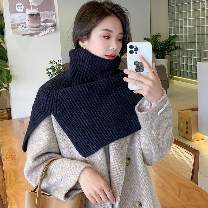 Pullover Scarf Knitted Shawl Winter Scarf False Collar Coat Bib Warm Scarf Turtleneck Slit Jumper Shawl Clothes Accessories