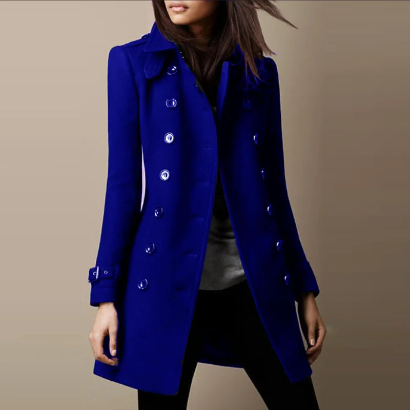 Streetwear Women Jackets Double-breasted Ladies Loose Wool Overcoat Elegant Lapel Solid Pocketed Coats-Dollar Bargains Online Shopping Australia