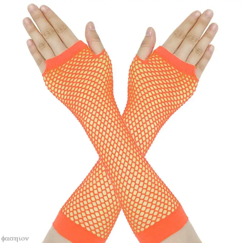 Women Fingerless Fishnet Neon Gloves Colorful Net Mesh Long Gloves For Girls Sexy Beautiful Arm Warmer Summer 80s Party Costume-Dollar Bargains Online Shopping Australia