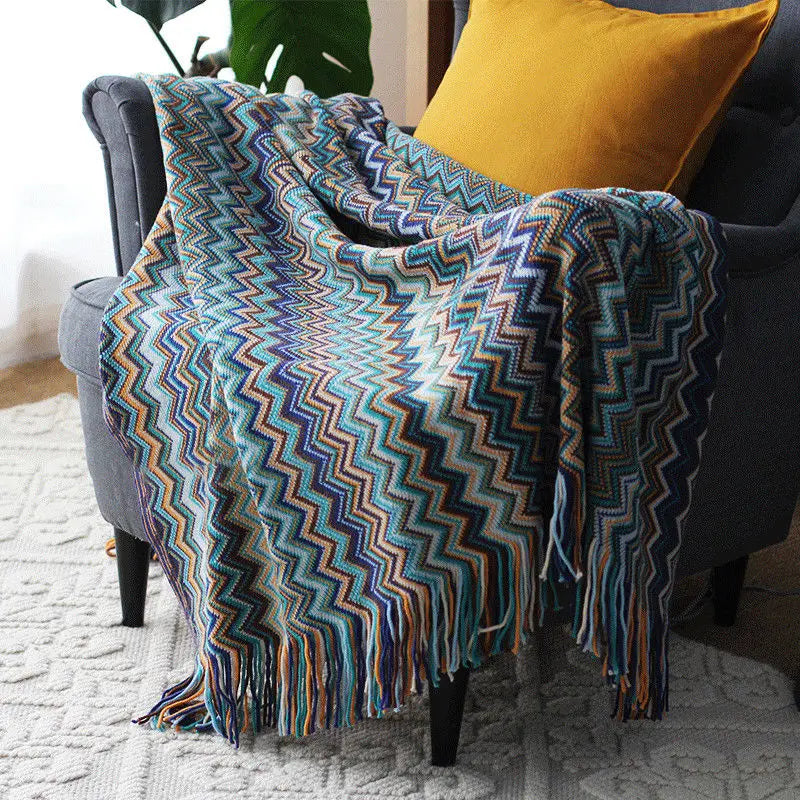 Nordic Knitted Blankets Bohemian Plaid Throw Blanket Sofa Cover With Tassels Travel Leisure Bed Cover Blanket boho Bedspread