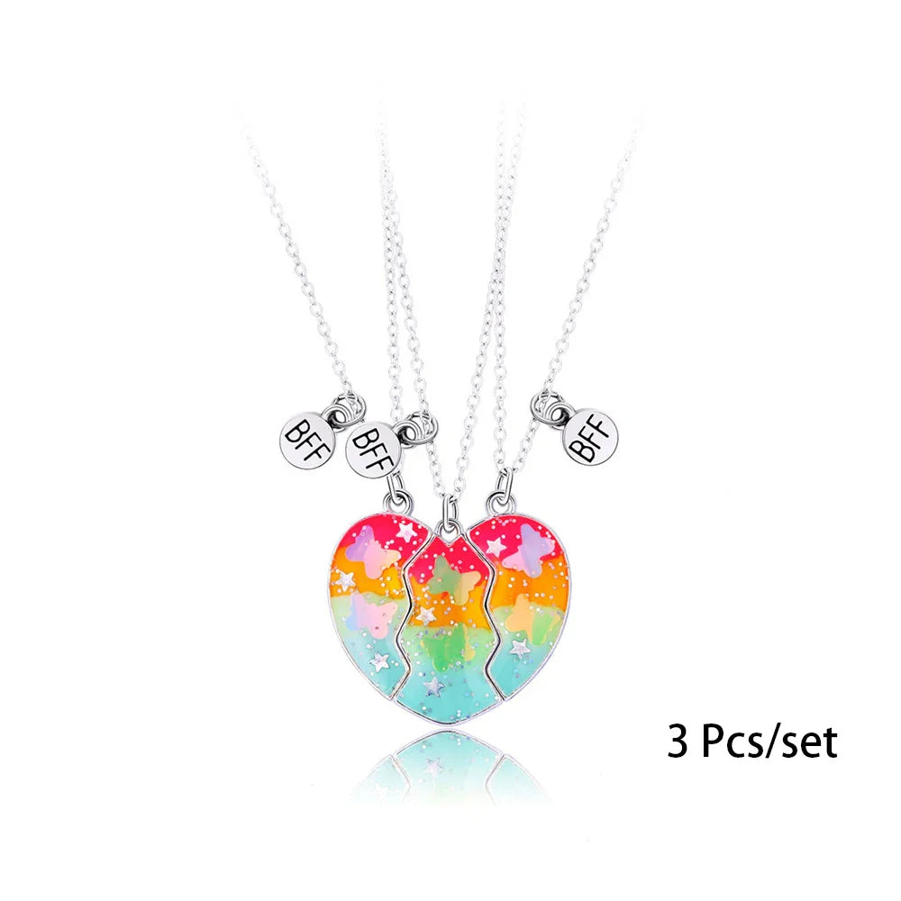 Best Friends Pendant Necklace For Woman Girls Magnetism Sequin Couple Crystal Chain Choke BFF Friendship Forever Jewelry Gift-Dollar Bargains Online Shopping Australia