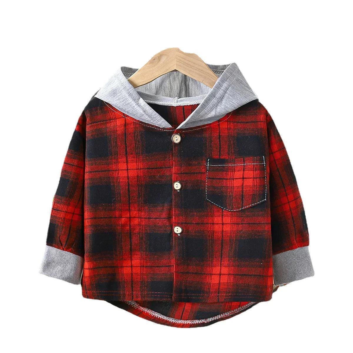 Children's Hooded Shirts Kids Clothes Baby Boys Plaid Shirts Coat for Spring Autumn Girls Long-Sleeve Jacket Bottoming Clothing-Dollar Bargains Online Shopping Australia