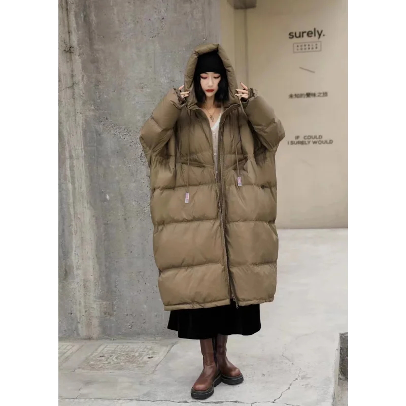 Oversized Puffer Coat for Women Thick Warm Duck Down Jacket Hooded Loose Parker Coat