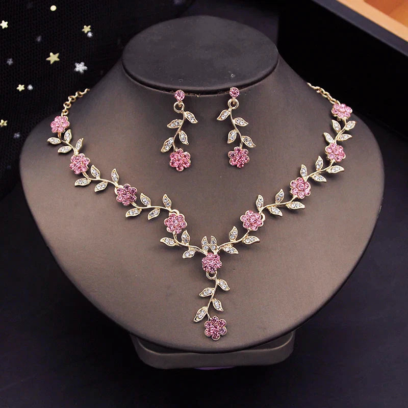 Crystal Tiaras Bridal Jewelry Sets for Women Crown Flower Choker Necklace Sets Wedding Bride Costume Jewelry Set-Dollar Bargains Online Shopping Australia