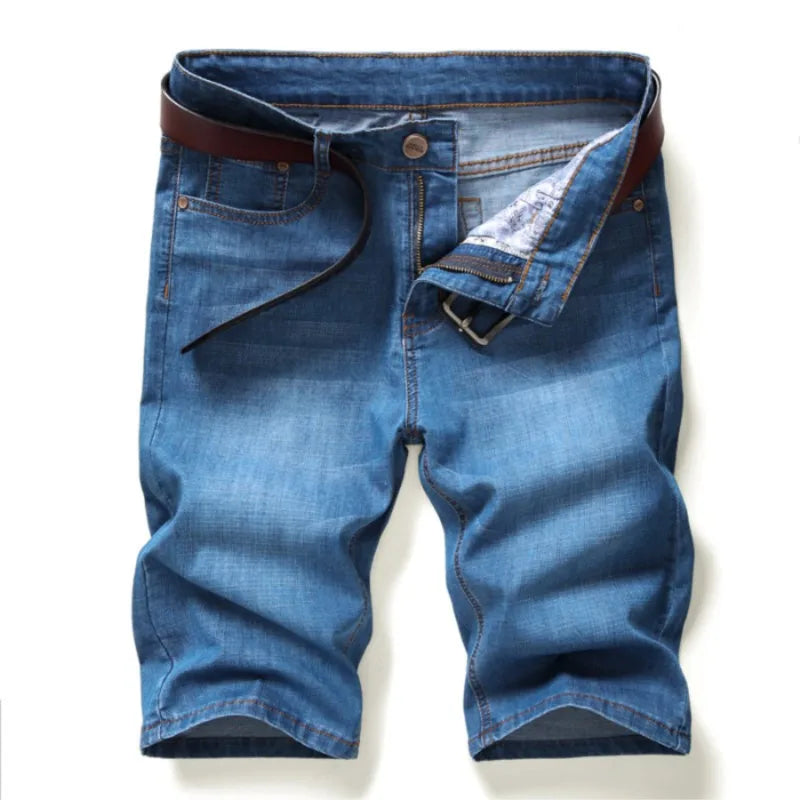 Denim Short Jeans For Men Thin Casual Fashion Summer Pants Elastic Straight Daily Fashion Trousers