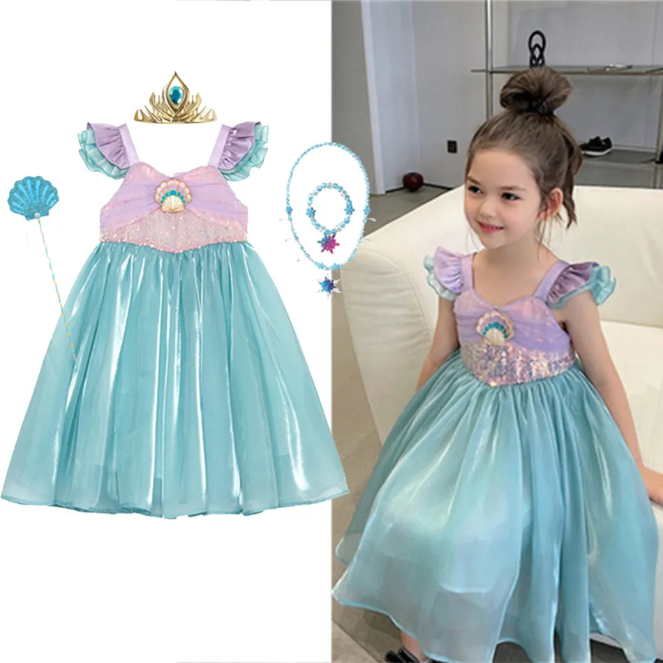 Princess Costume Kids Dress For Girls Cosplay Children Carnival Birthday Party Clothes Mermaid-Dollar Bargains Online Shopping Australia