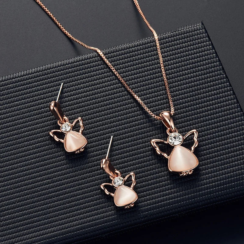 3pcs/set Jewelry Sets Women Elegant Waterdrop Rhinestone Pendant Necklace Hook Earrings Jewelry Set-Dollar Bargains Online Shopping Australia