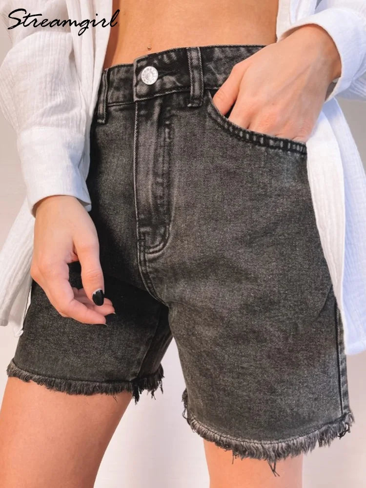 Women's Denim Shorts Summer High Waist Casual Chic Loose Jean Shorts For Women Summer-Dollar Bargains Online Shopping Australia