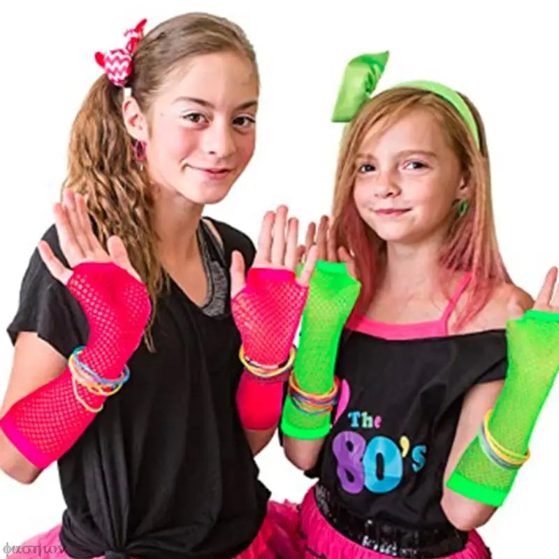 Women Fingerless Fishnet Neon Gloves Colorful Net Mesh Long Gloves For Girls Sexy Beautiful Arm Warmer Summer 80s Party Costume-Dollar Bargains Online Shopping Australia