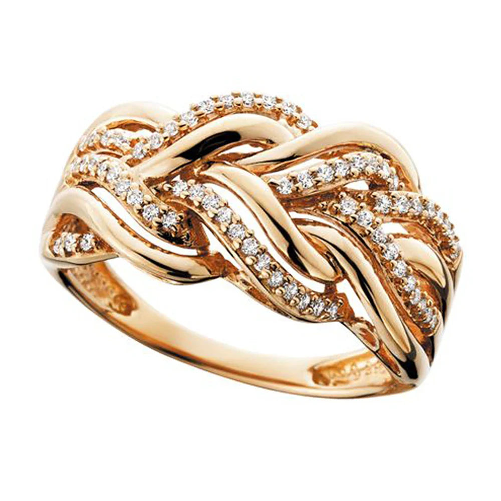 Wide Ring for Women Gold Color Luxury Twist Design Band Cocktail Rings Fashion Female Accessories Party Jewelry-Dollar Bargains Online Shopping Australia