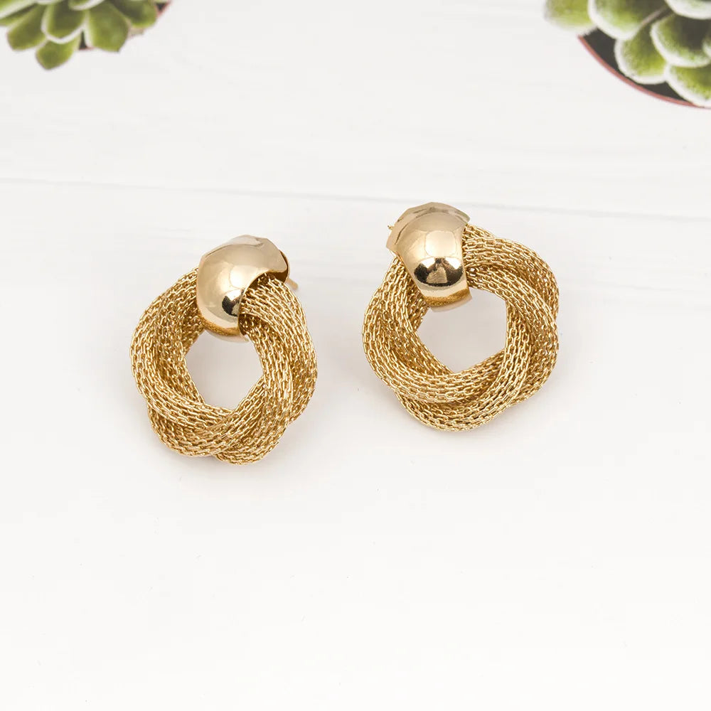 Vintage Metallic Twisted weaving Round Circle Dangle Earrings Party Drop Earrings-Dollar Bargains Online Shopping Australia