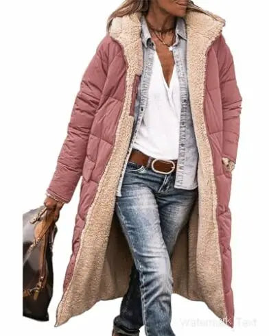 Winter Coats Reversible Sherpa Fleece Long Hooded Puffer Jackets Outerwear-Dollar Bargains Online Shopping Australia