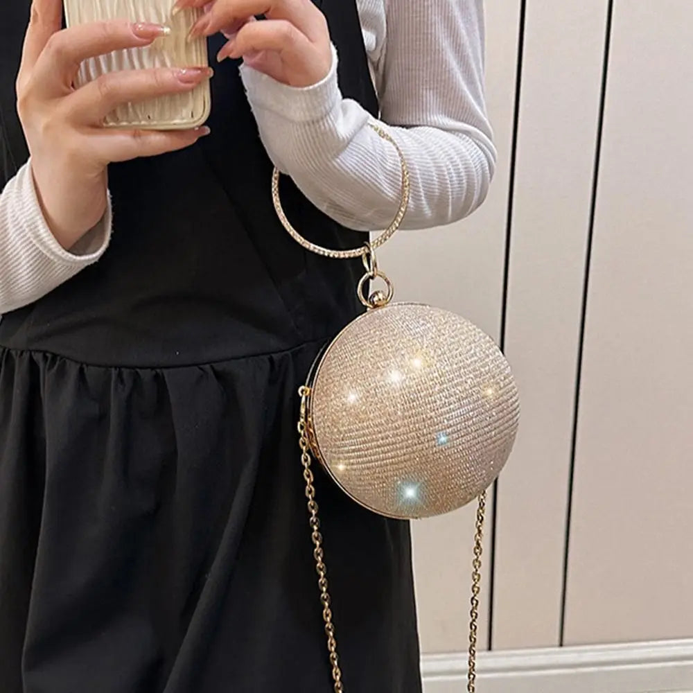 Rhinestone Evening Banquet Bag Elegant Glitter Wrist Bag Ball Handbag Shoulder Bag Large Capacity Ladies Clutch Bag Wedding