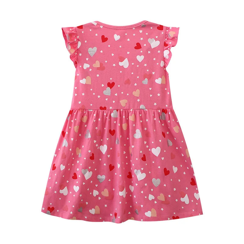 Hearts Print Girls Dresses Summer Sleeveless Princess Baby Party Dress Clothing Kids Costume Cartoon Frocks-Dollar Bargains Online Shopping Australia