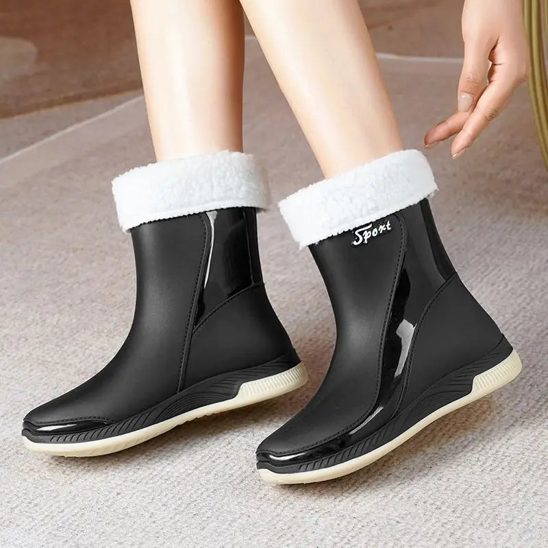 Rain Boots Womens Waterproof Shoes Rubber Shoes Cotton-Padded Rubber Boots Adult Non-Slip Work Shoes-Dollar Bargains Online Shopping Australia