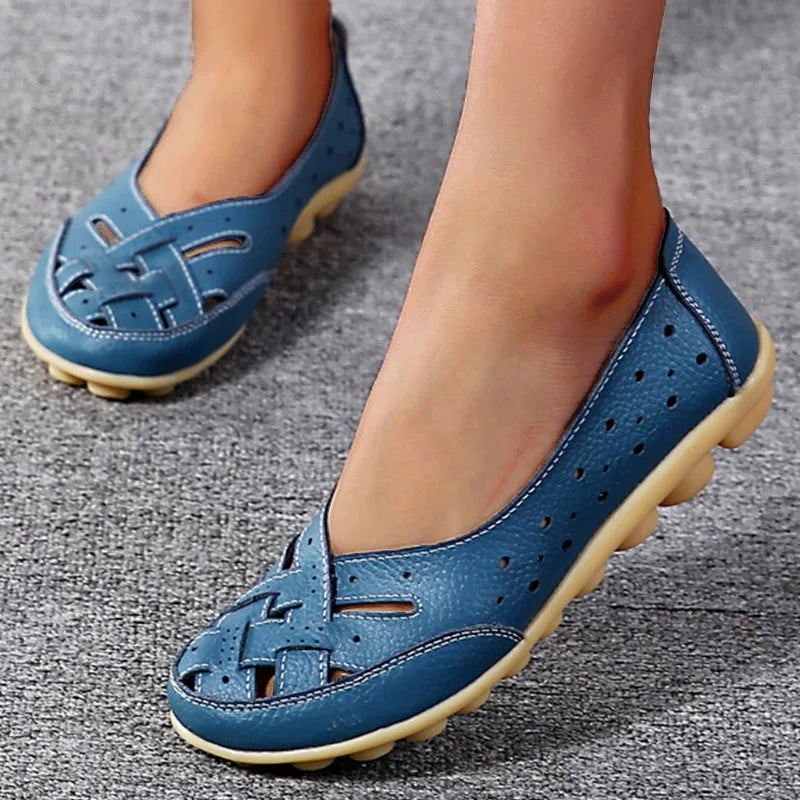 Women Shoes For Summer Flats Soft Leather Shoes Flat Slip On Loafers Women Casual Shoes Breather Moccasins Nursing-Dollar Bargains Online Shopping Australia