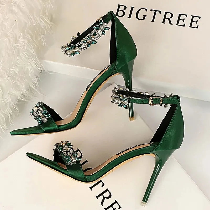 Shoes Open Toe Rhinestones Sandals Women High Heels Sandals Female Shoes Heeled Sandals-Dollar Bargains Online Shopping Australia