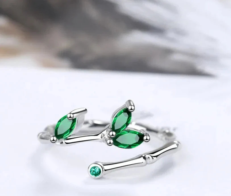 925 Sterling Silver Twig Green Leaf Rings For Women Luxury Designer Jewelry-Dollar Bargains Online Shopping Australia