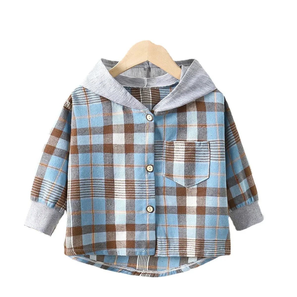 Children's Hooded Shirts Kids Clothes Baby Boys Plaid Shirts Coat for Spring Autumn Girls Long-Sleeve Jacket Bottoming Clothing-Dollar Bargains Online Shopping Australia