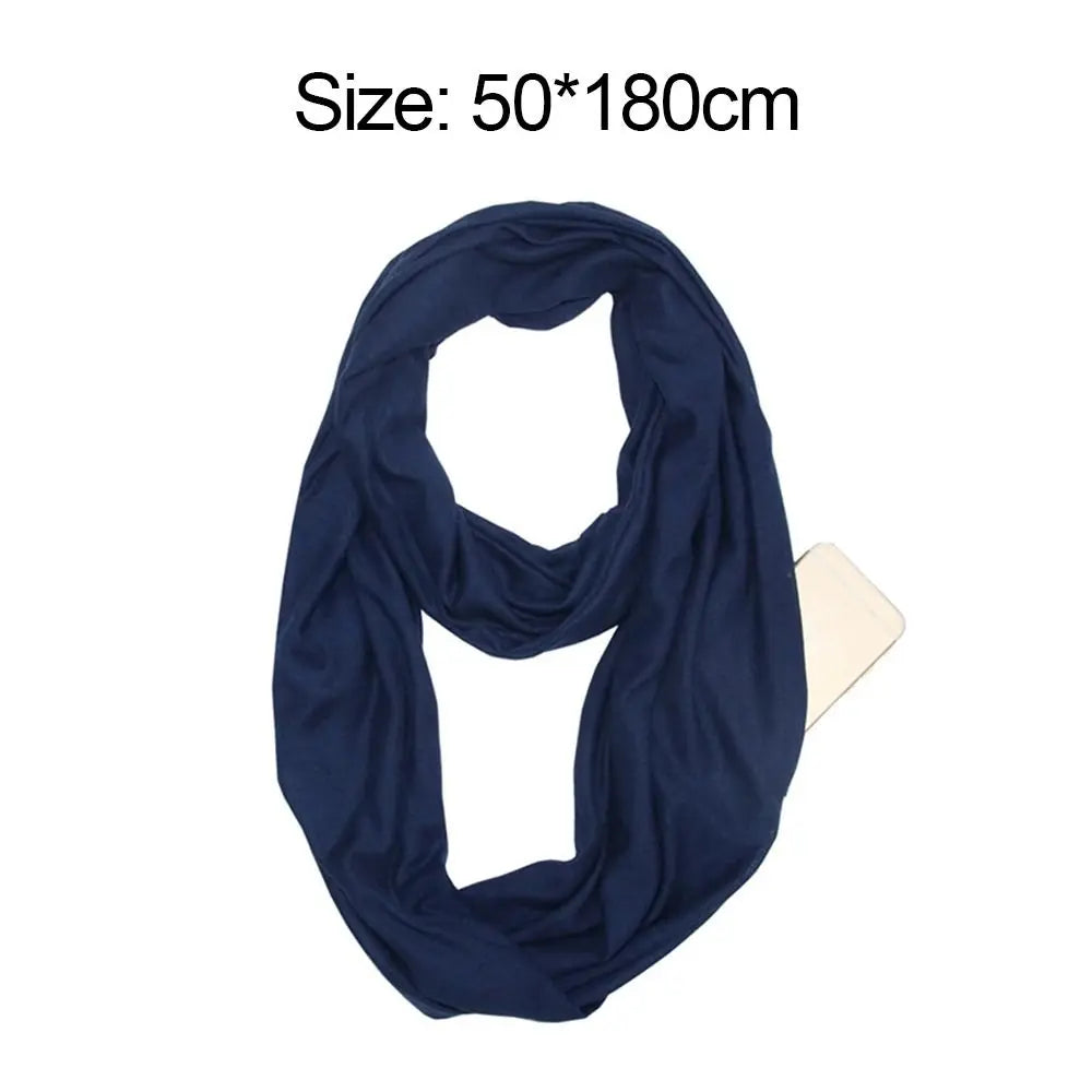 Bib Men Women Shawl Wraps Neck Warmer Circle Loop Scarves Hidden Zip Pocket Infinity Scarf Scarves