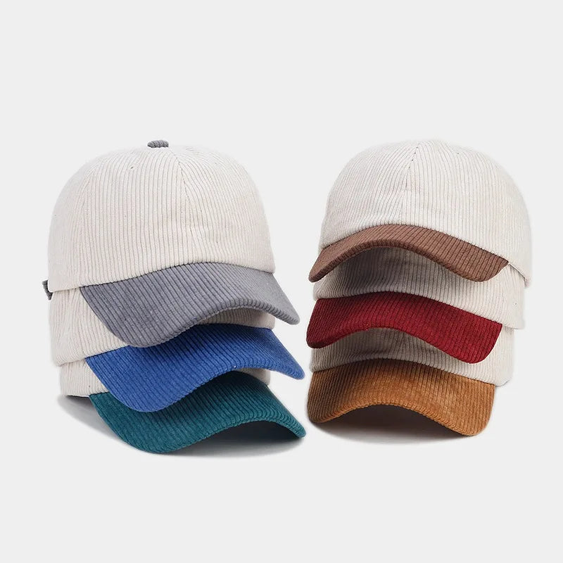 Corduroy matching color baseball cap men's and women's outdoor casual sun protection cap