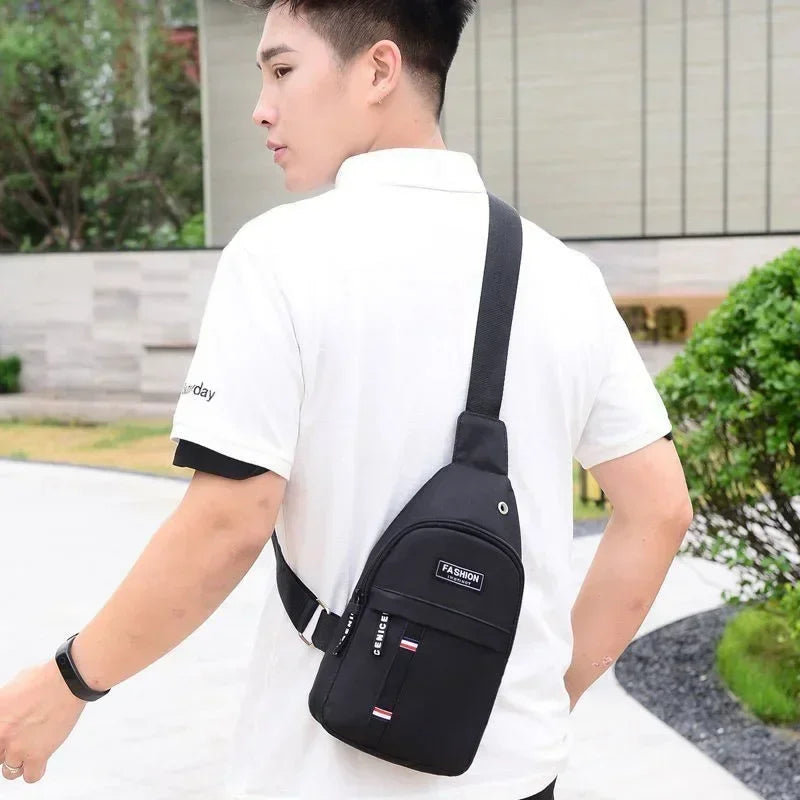 Nylon Shoulder Bag Chest Bag For Men Outdoor Casual Fanny Pack Small Satchel Canva Handbag Zipper Messenger Fashion Bags