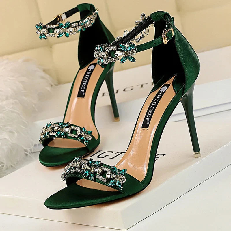 Shoes Open Toe Rhinestones Sandals Women High Heels Sandals Female Shoes Heeled Sandals-Dollar Bargains Online Shopping Australia