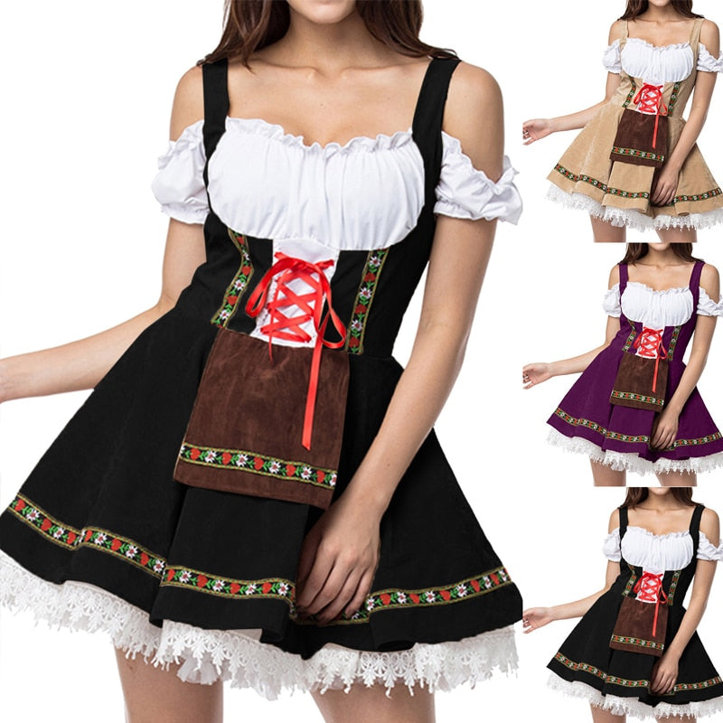 Halloween Party Dress Women Oktoberfest Costume Germany Bavarian Dirndl Beer Maid Fancy Tunic Dress Stage Costume-Dollar Bargains Online Shopping Australia