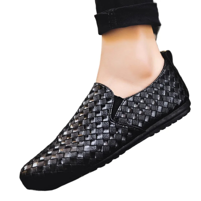 Lightweight Bean Shoes Men's Non slip flat Casual Shoes comfortableKnitted Leather Lazy Shoes-Dollar Bargains Online Shopping Australia