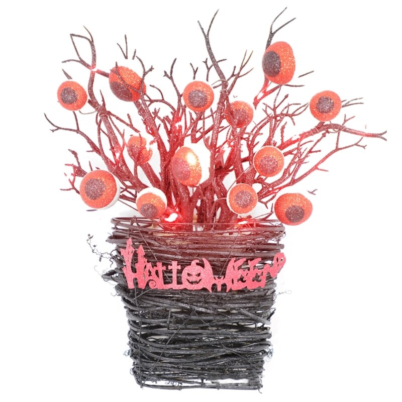 Halloween Wreath Eyeball Wreaths with Red LED Light Branch Basket Wreaths For Doors Window Flower Halloween Decor-Dollar Bargains Online Shopping Australia