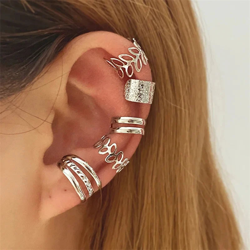 Leaves Clip Earrings for Women Creative Simple C Butterfly Ear Cuff Non-Piercing Ear Clips Set Trendy Jewelry-Dollar Bargains Online Shopping Australia