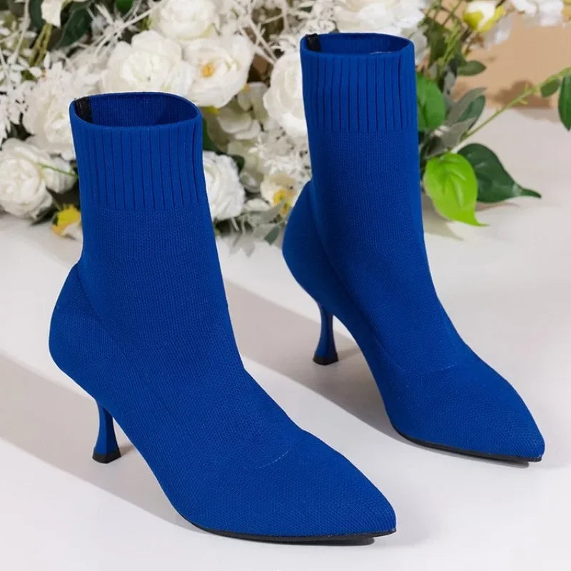 New Fashion Women's Ankle Boots Pointed High Heels Thin High Heels Soft Shoes Overboots Purple Black Red Comfortable Shoes-Dollar Bargains Online Shopping Australia