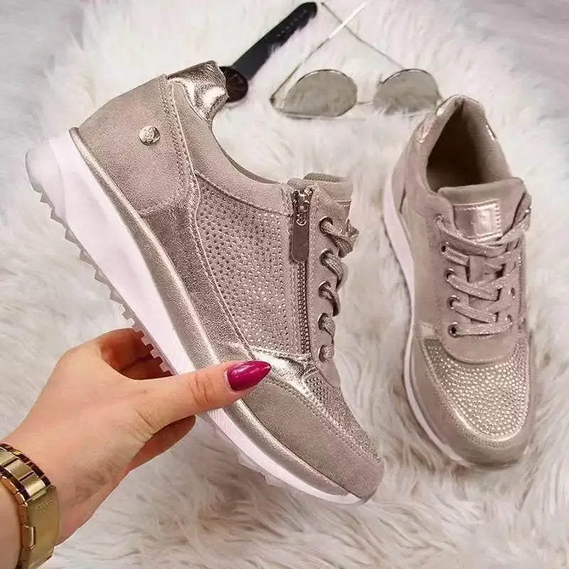 Summer Sneakers Women Solid Color Lace-up Versatile Platform Shoes Fashion Plus Size Vulcanize Shoes-Dollar Bargains Online Shopping Australia