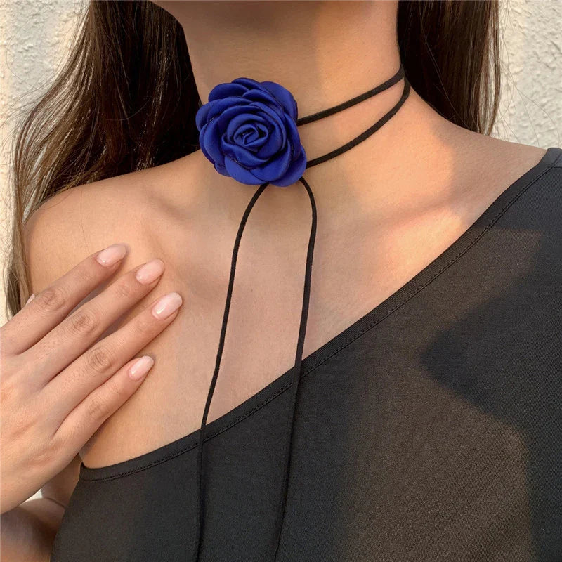 Romantic Gothic Big Rose Flower Clavicle Chain Necklace Women's Fashion Adjustable Rope Necklace Jewelry Accessories-Dollar Bargains Online Shopping Australia