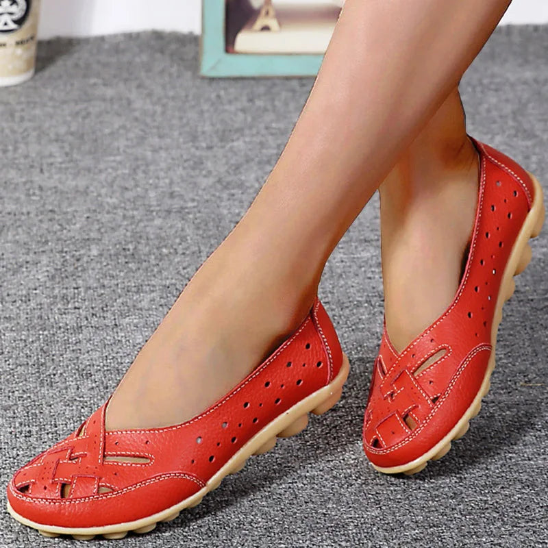 Women Shoes For Summer Flats Soft Leather Shoes Flat Slip On Loafers Women Casual Shoes Breather Moccasins Nursing-Dollar Bargains Online Shopping Australia