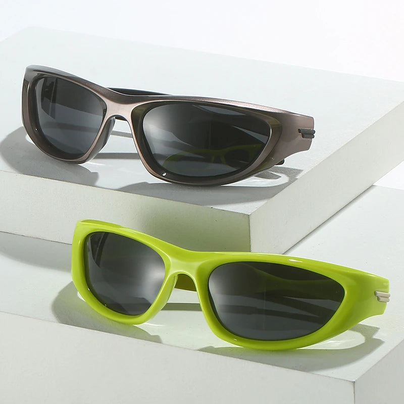 Y2K Cat Eye Men Polarized Sport Sunglasses Shades UV400 Fashion Punk Goggles Luxury Women Driving Sun Glasses
