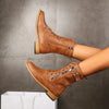 New Women's Boots Fashion Side Zip Round Toe Biker Boots Solid Color Lace-Up Chunky Heel Casual Shoes Coturno Feminino