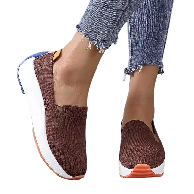 Spring Women Sneakers Mesh Flats Thick Sole Wedge Slip-on Female Shoes Lady Breathable Cozy Concise Casual Sports Walking Shoes-Dollar Bargains Online Shopping Australia