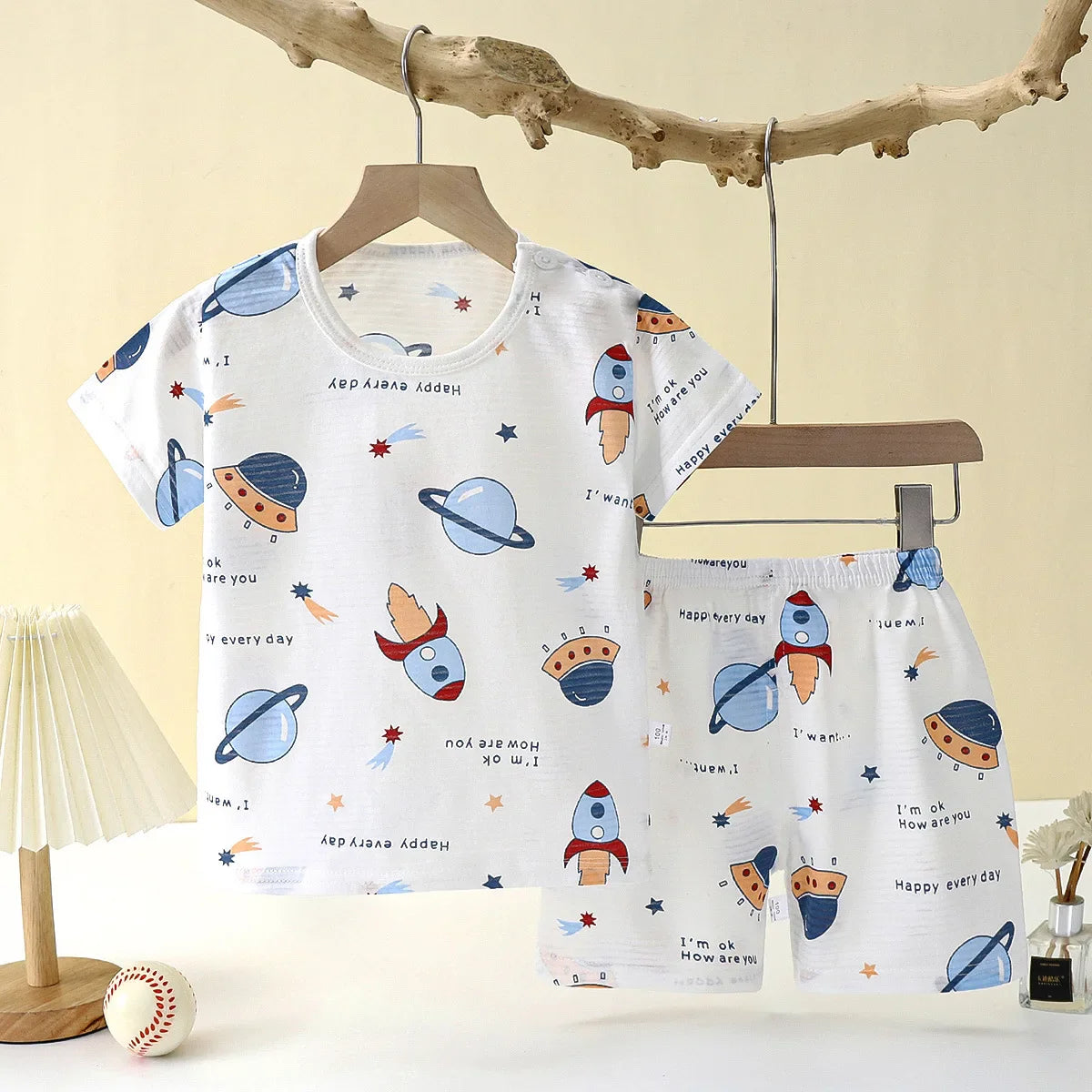 Baby Children Clothes Set Cute Cartoon Short Sleeve Home Pajama Set Sleepwear Soft Breathable-Dollar Bargains Online Shopping Australia