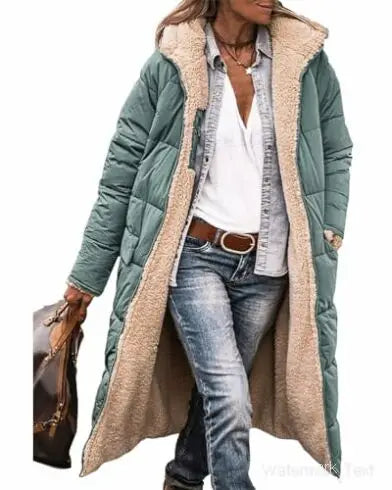 Winter Coats Reversible Sherpa Fleece Long Hooded Puffer Jackets Outerwear-Dollar Bargains Online Shopping Australia