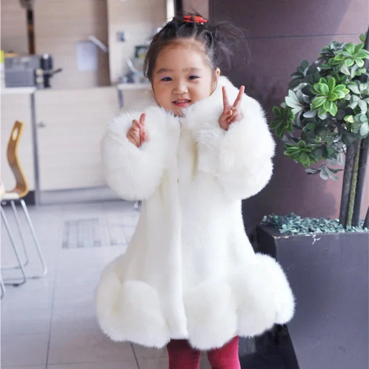 Winter Clothes Girls Kids Boutique Coat Thicken Korean Imitation Fur Autumn Fox Hair Cotton Warm Large Fur Collar-Dollar Bargains Online Shopping Australia