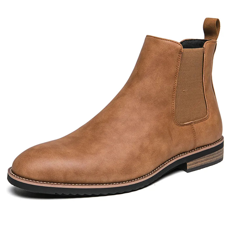 British Style Chelsea Boots For Men Ankel Boots Business Dress Boots Antumn Bota Masculina Split Leather Shoes-Dollar Bargains Online Shopping Australia