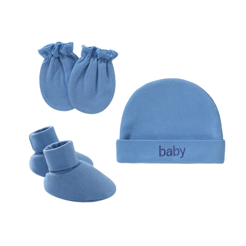 Newborn Hat Gloves Socks Set for Baby Cotton Fall Casual Photography Props Soft Headwear Infant Nightcap Fashion-Dollar Bargains Online Shopping Australia