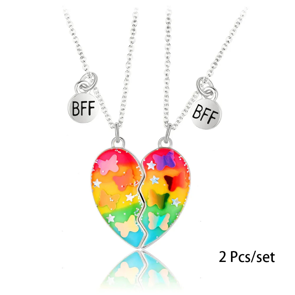 Best Friends Pendant Necklace For Woman Girls Magnetism Sequin Couple Crystal Chain Choke BFF Friendship Forever Jewelry Gift-Dollar Bargains Online Shopping Australia