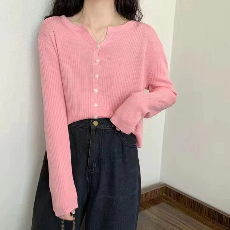 Women's Cardigan Solid Colour Sweater Autumn Winter Slim Casual Cardigan Sweater-Dollar Bargains Online Shopping Australia