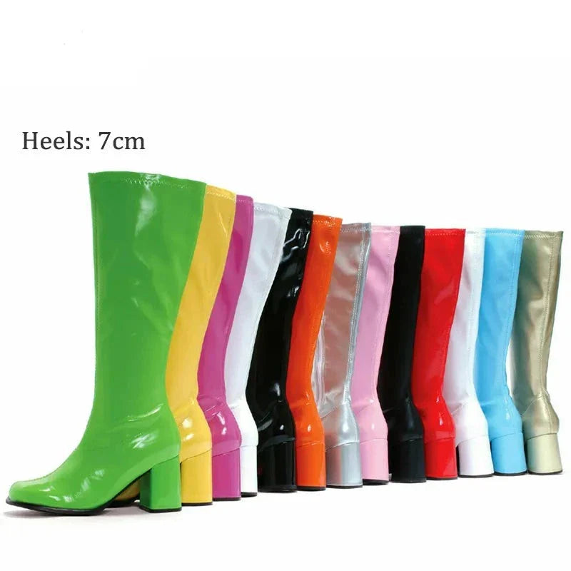 Costumes Knee-High Boots 60s 70s Go Go Boot Retro Ladies Women's Fancy Dress Gogo Party Dance Gothic Shoes Large-Dollar Bargains Online Shopping Australia